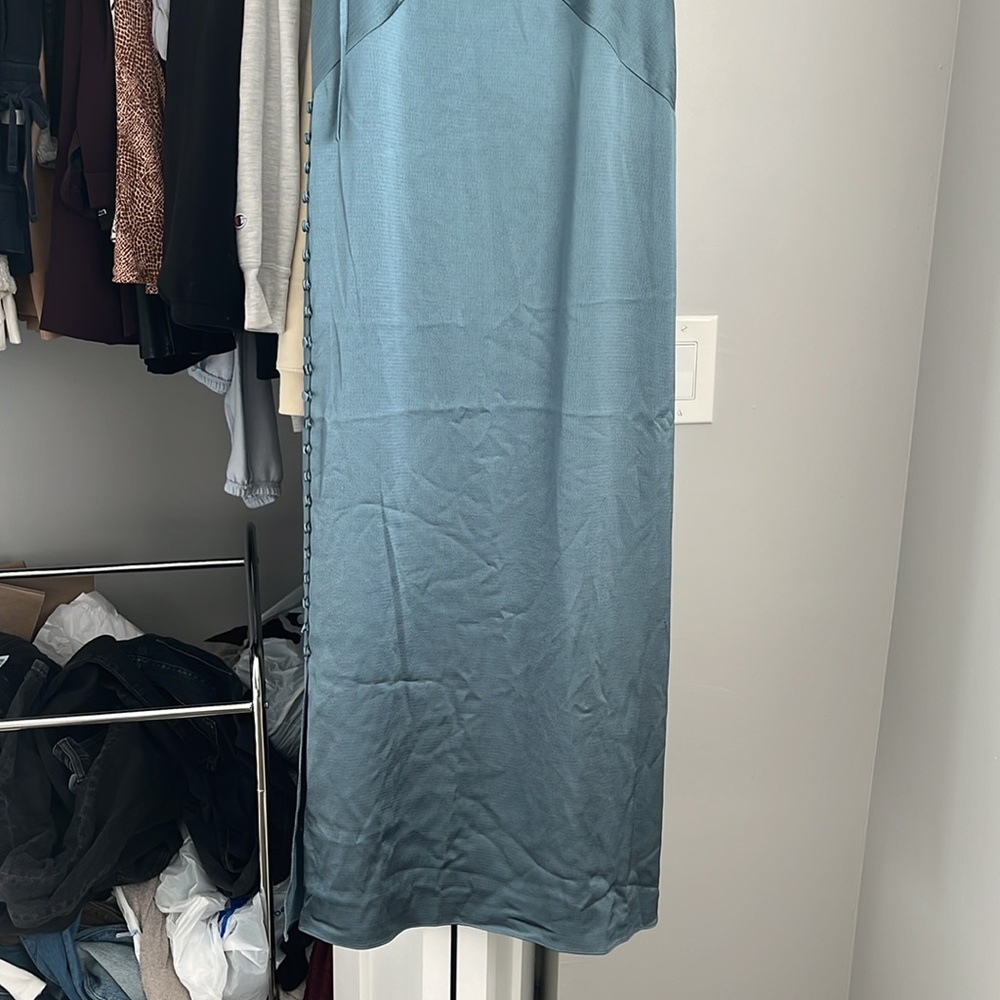 Club Monaco Button Detail Slip Dress Blue Dusk, NWT - Picture 4 of 9